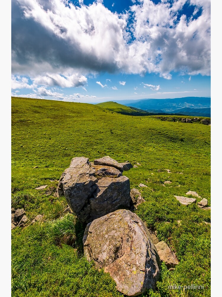 giant boulders on grassy slopes of Polonina Runa by mike-pellinni