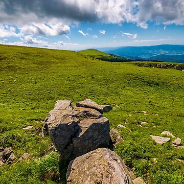 Artwork thumbnail, giant boulders on grassy slopes of Polonina Runa by mike-pellinni