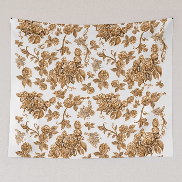 Item preview, Autumn Brown Hydrangea Floral Print with Hidden Mickeys designed and sold by PrissDodrill-86.