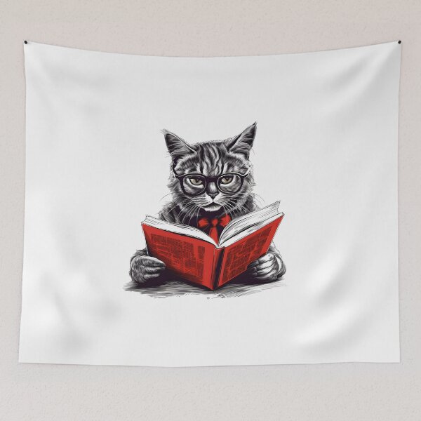 Item preview, Cat Reading A Book designed and sold by Print-Frenzyy.