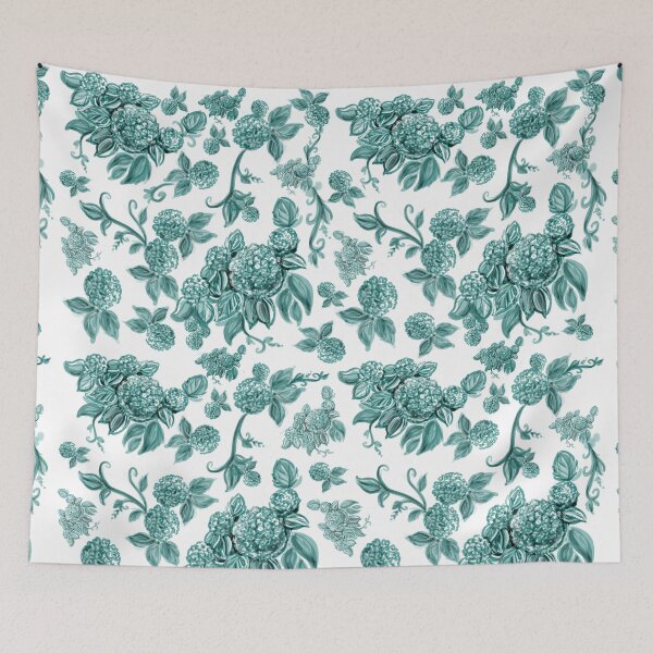 Item preview, Teal Hydrangea Floral Print with Hidden Mickeys designed and sold by PrissDodrill-86.