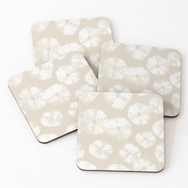 Item preview, Shibori Kumo tie dye white dots over natural beige designed and sold by marufemia.