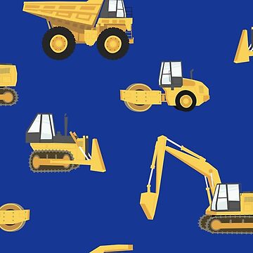Artwork thumbnail, construction trucks - blue by littlearrow