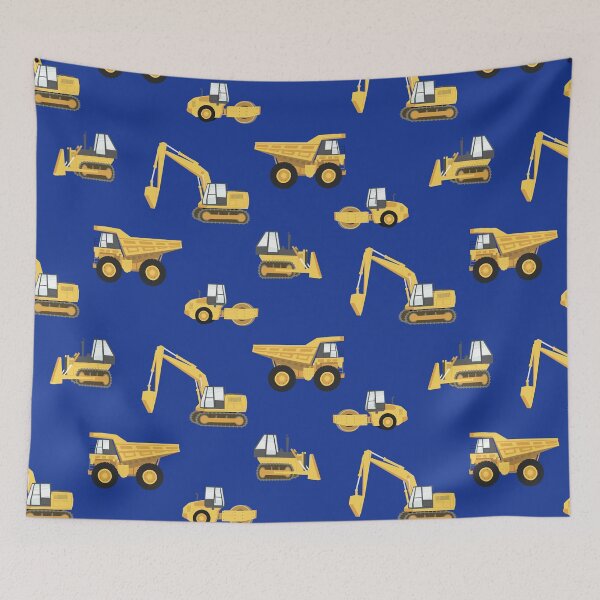 Item preview, construction trucks - blue designed and sold by littlearrow.