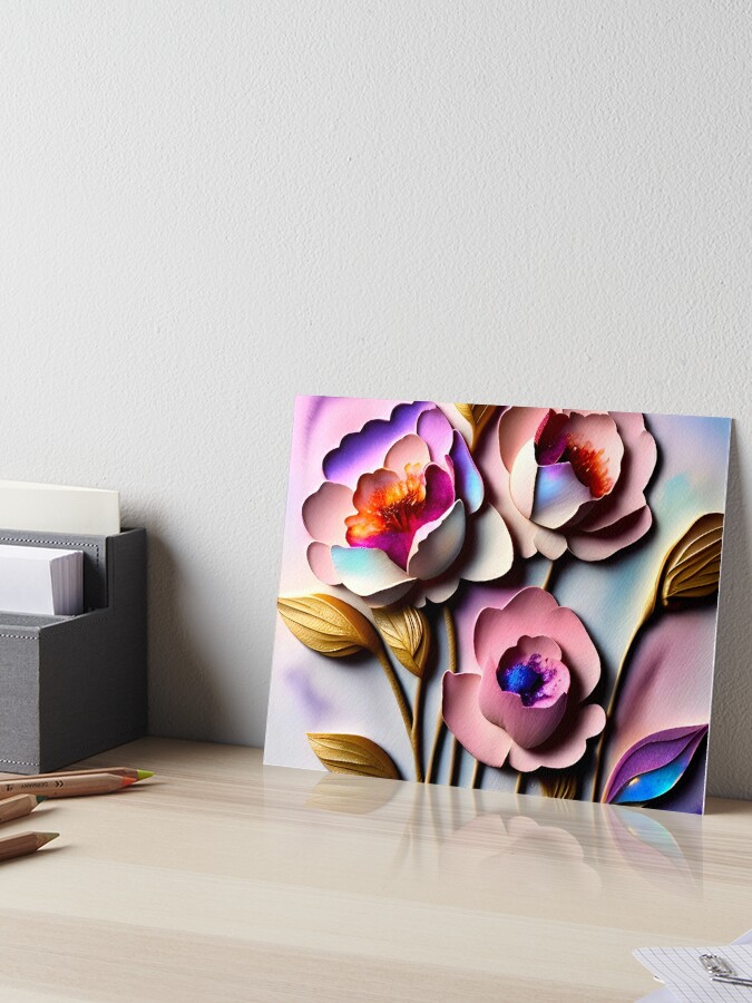 Colorful Paper Flower Collage | Art Board Print