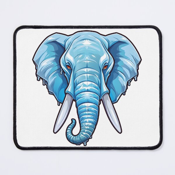 Item preview, Majestic ice elephant head, blue, wild animal designed and sold by Clearmind-Arts.