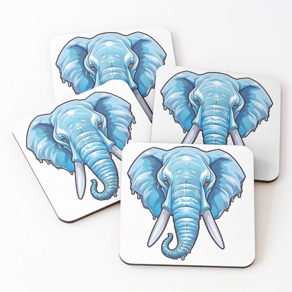 Item preview, Majestic ice elephant head, blue, wild animal designed and sold by Clearmind-Arts.
