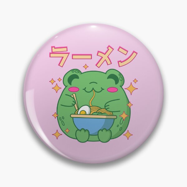 Kawaii Frog Eating Ramen Japanese Food Pin