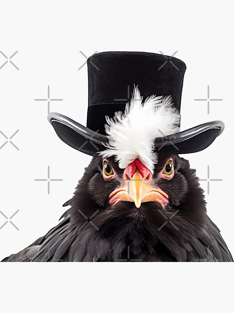 Chicken wearing a tophat and tuxedo Cute and Fluffy Sticker