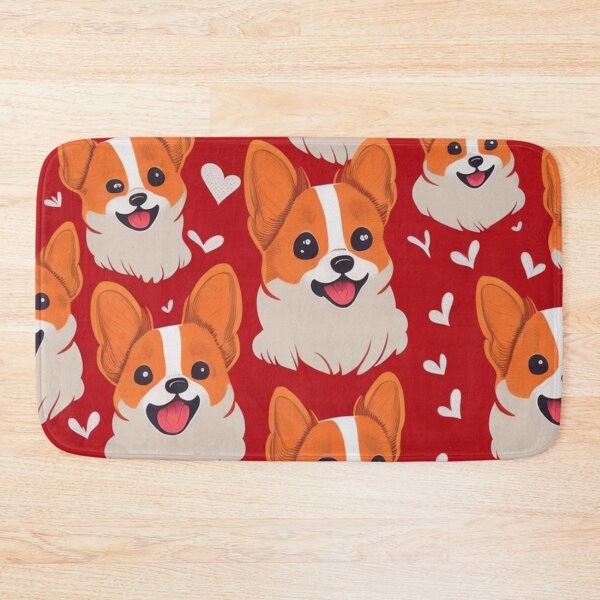 Item preview, Corgi dog and heart seamless pattern designed and sold by K-Art-Design.