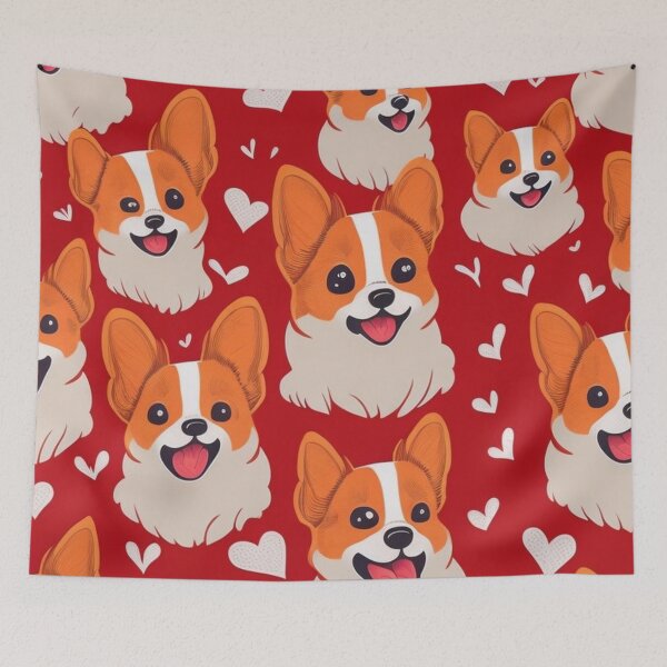 Item preview, Corgi dog and heart seamless pattern designed and sold by K-Art-Design.