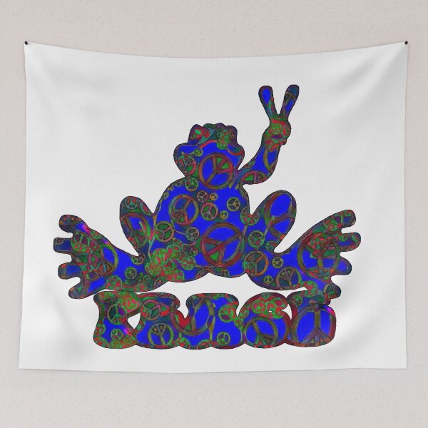 Item preview, Dark Blue Peace Frog with Peace Signs designed and sold by natnat7w.
