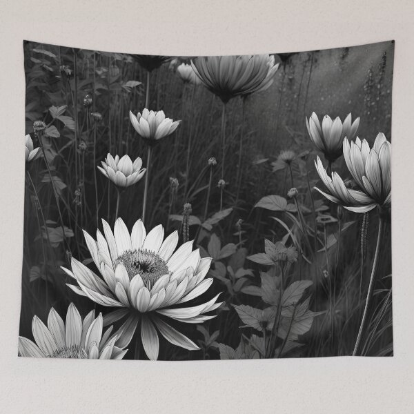 Item preview, Minimalist Beauty: Immerse yourself in the serenity of our black and white floral illustrations designed and sold by Arteola Studio.