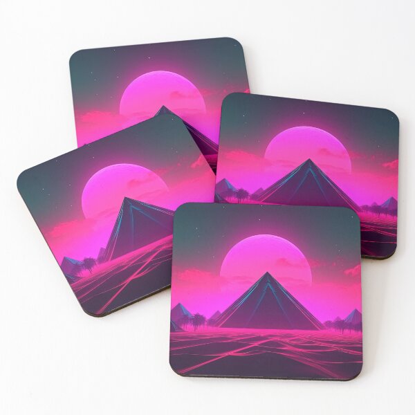 Item preview, Synthwave Mirage: Palm Tree Oasis of the Neon Pyramid designed and sold by Mullet Monkey.