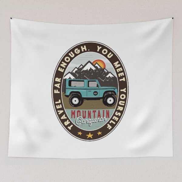 Item preview, Travel Far Enough You Meet Yourself, truck-mountain graphic designed and sold by ArtDoor54.