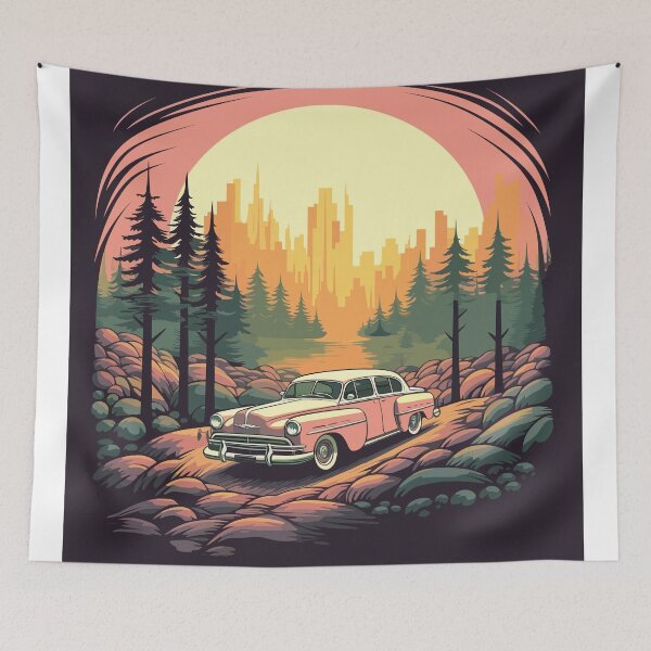 Item preview, Urban Mirage: Vintage Car's Forest Drive designed and sold by SynthPrint.