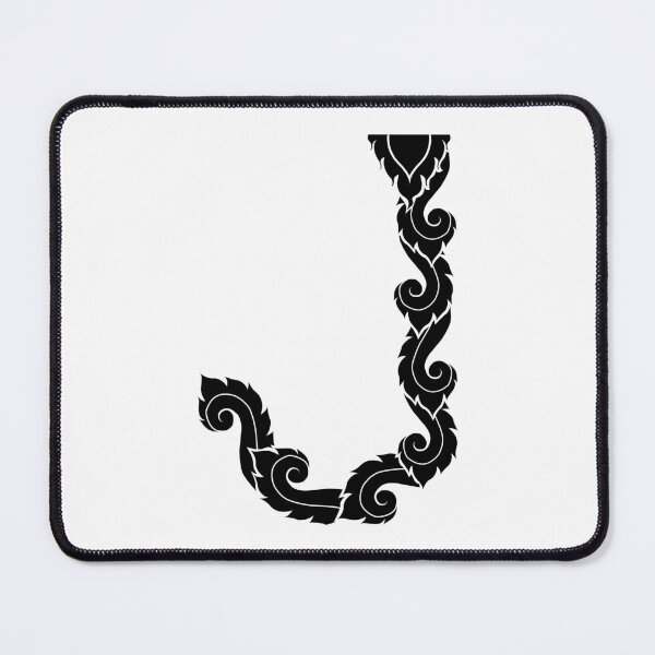 Item preview, Black elegant letter J with Thai art elements. designed and sold by KanyaluckArtist.