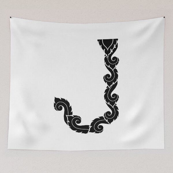 Item preview, Black elegant letter J with Thai art elements. designed and sold by KanyaluckArtist.