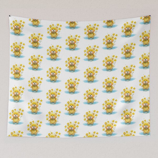 Item preview, Yellow Cute Bear With Lots of Sun Flowers designed and sold by ShopULove.