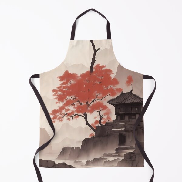 Item preview, sepia ink wash Landscape of ancient villages in Ninh Binh Vietnam designed and sold by KawaiiNippon.