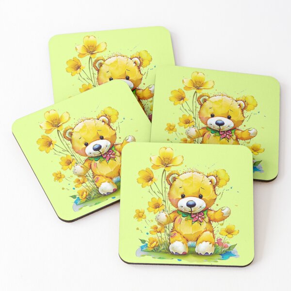 Item preview, Furry Yellow Bear In Flowers Garden designed and sold by ShopULove.