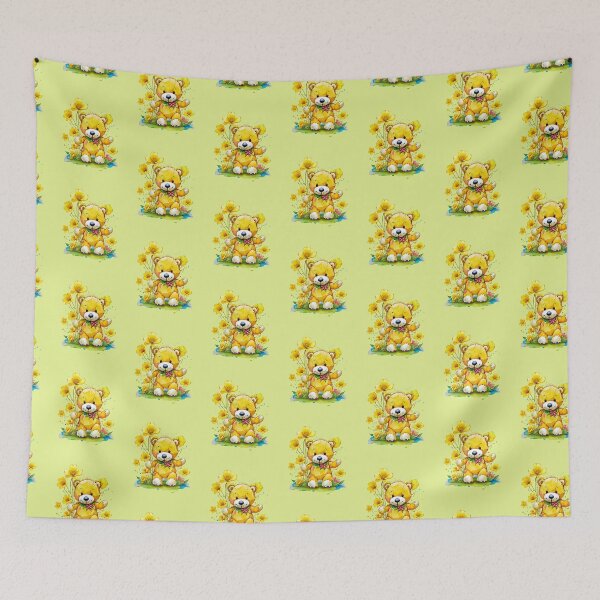 Item preview, Furry Yellow Bear In Flowers Garden designed and sold by ShopULove.