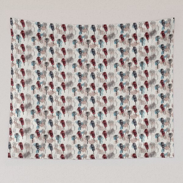 Item preview, Vintage Watercolor Microphone Tile Pattern | Unique Retro Music Art designed and sold by Retro-ArtDeco.