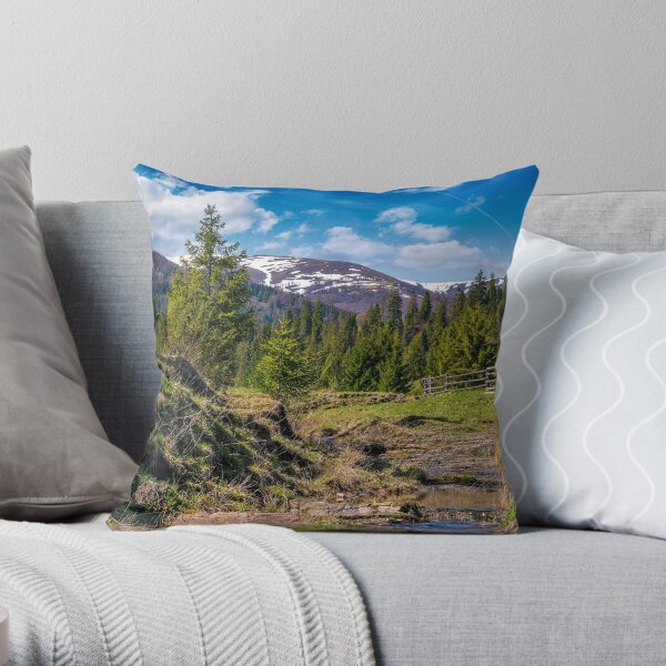 beautiful mountainous countryside in springtime Throw Pillow