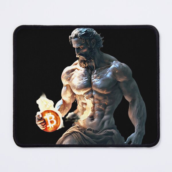 Item preview, The Crypto Alpha: A powerful illustration of the dominant man holding a flaming Bitcoin. designed and sold by Jhuvel.