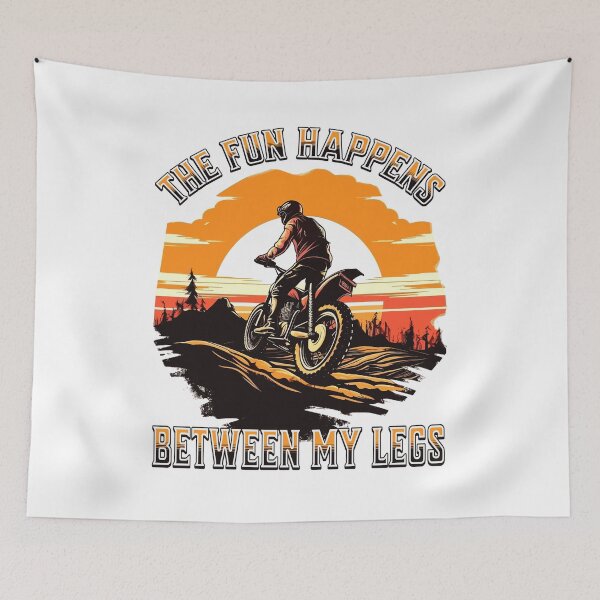 Item preview, Funny Dirtbike Pun The Fun Happens Between My Legs Retro Dirt Bike Adult Humor   designed and sold by Bad Kitty Designz.