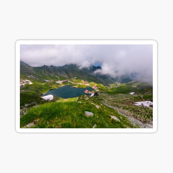 mountain lake Balea view through the clouds Sticker