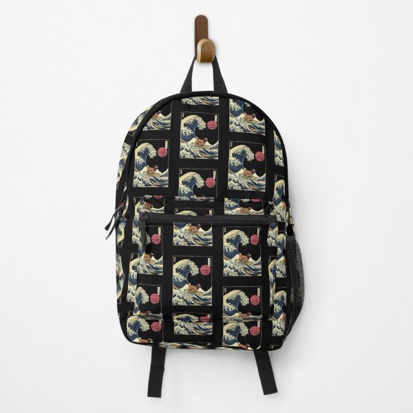Item preview, Long Haired Dachshund Kanagawa Japanese Surfing Wave designed and sold by rafaeltto.