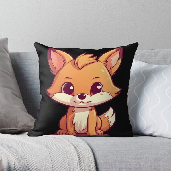 Cute Cartoon Fox transparent background Throw Pillow