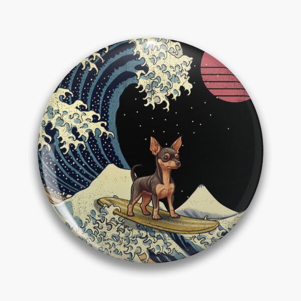 Item preview, Miniature Pinscher Kanagawa Japanese Surfing Wave designed and sold by rafaeltto.