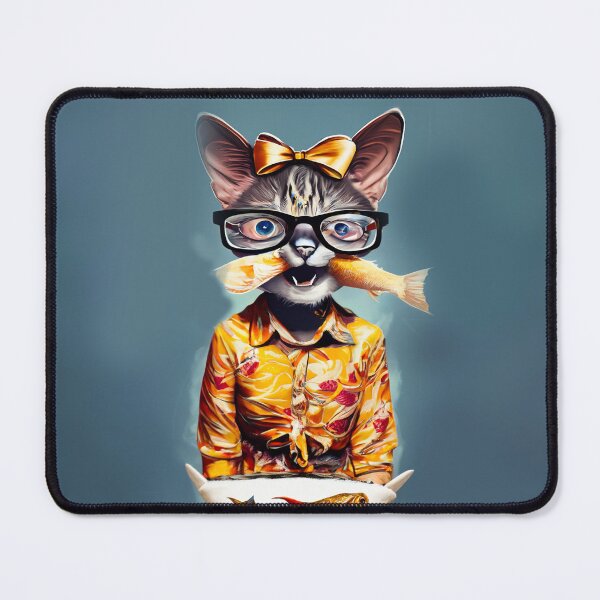 Item preview, Hawaiian lady cat eating a fish designed and sold by 21ayh.