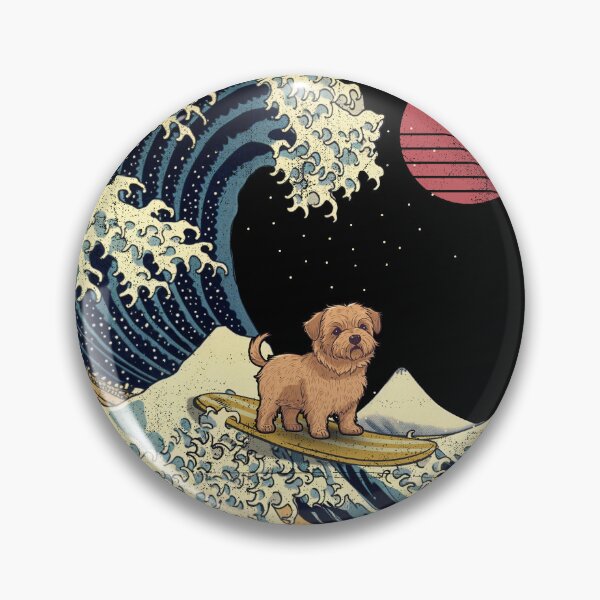 Item preview, Norfolk Terrier Kanagawa Japanese Surfing Wave designed and sold by rafaeltto.