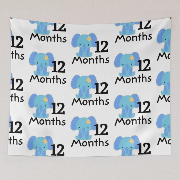Item preview, 12 Months Baby Milestones Boy Elephant Blue  designed and sold by Sunshine-Dreams.