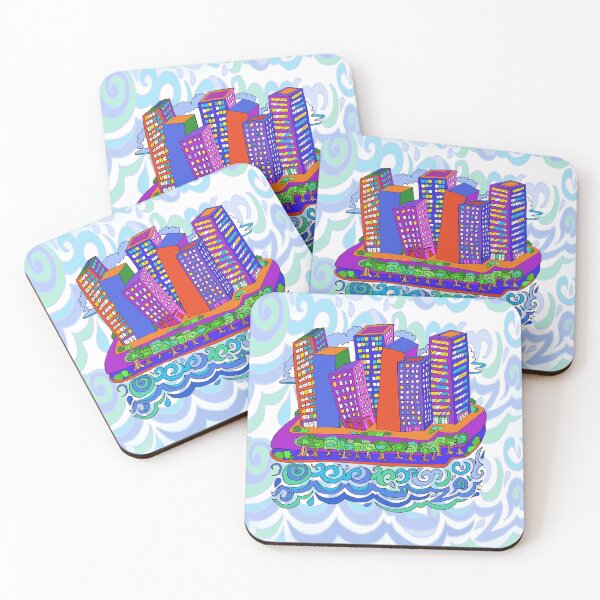 Item preview, City Skyline on the Wavy Water designed and sold by RhondaChase.