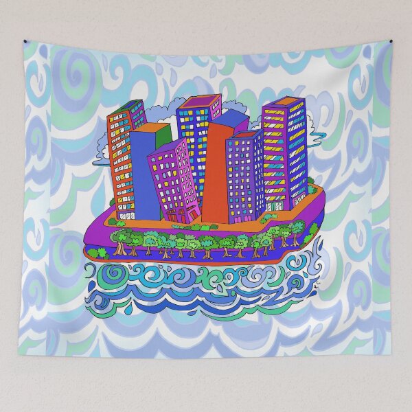 Item preview, City Skyline on the Wavy Water designed and sold by RhondaChase.