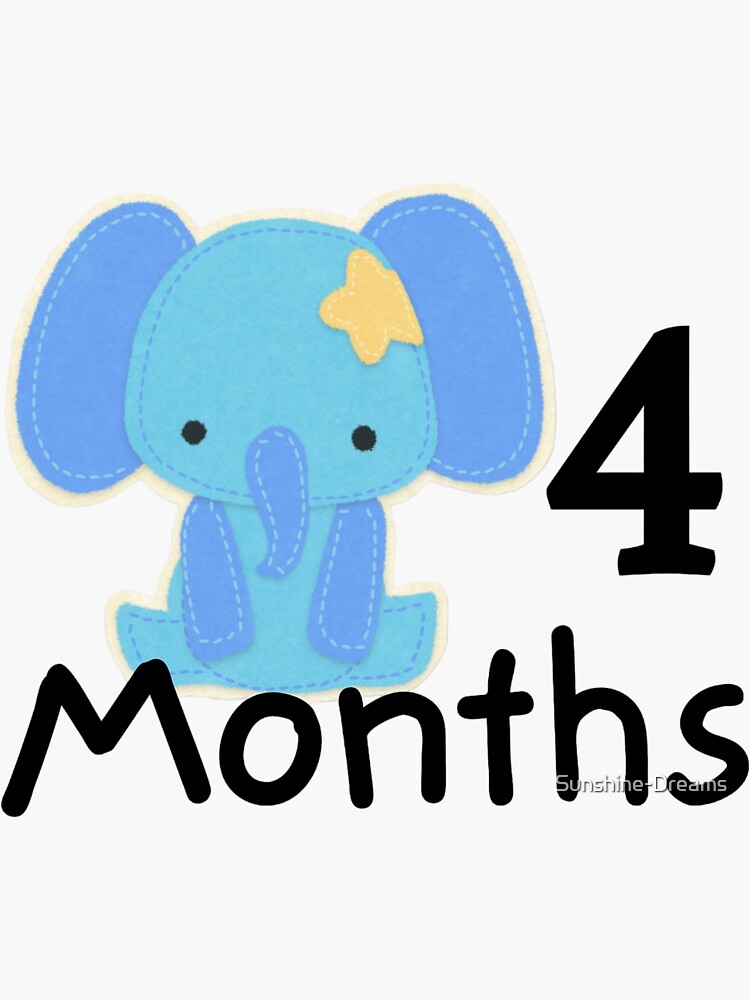 Months Baby Milestones Boy Elephant Blue Sticker for Sale by