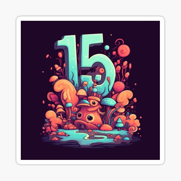 orange-and-green-number-15-in-a-gelatinous-place-sticker-for-sale-by