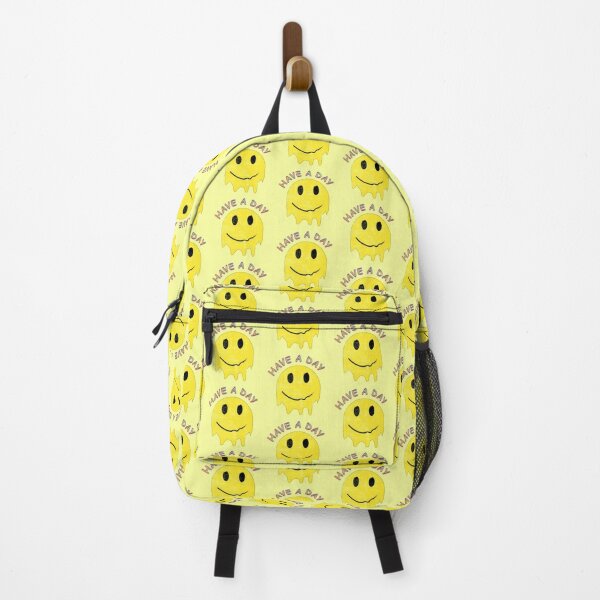 Pink Dripping Smiley Backpack by artbylamia