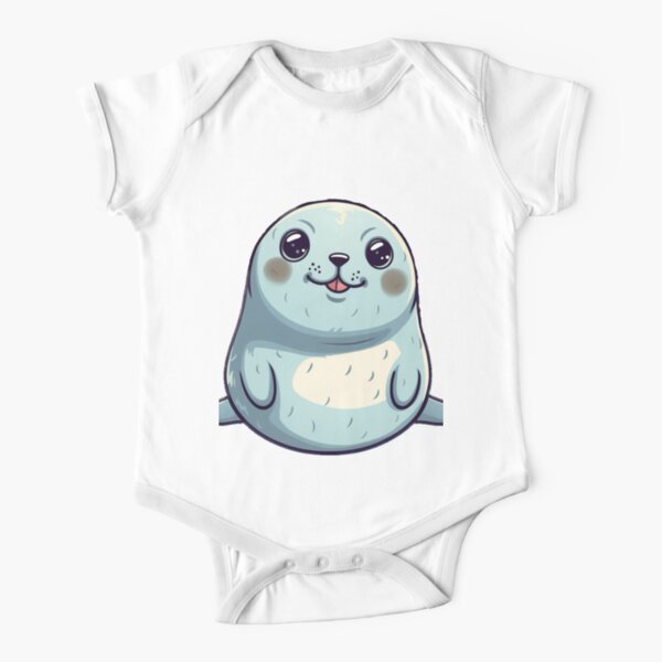Cute Cartoon Happy Baby Seal Short Sleeve Baby One-Piece
