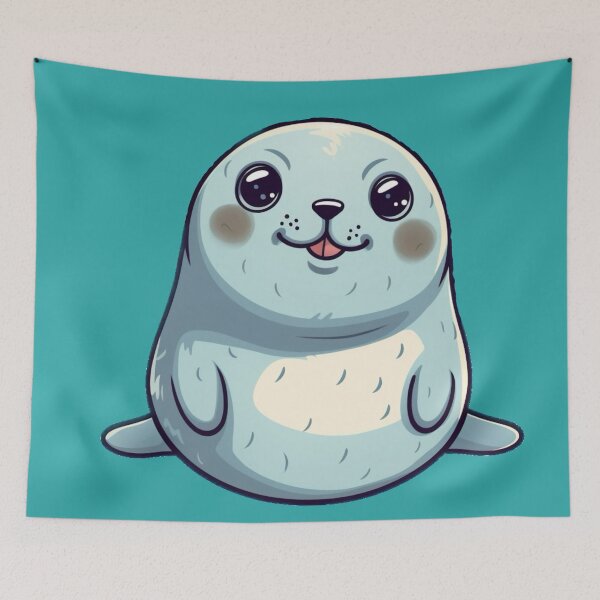 Item preview, Cute Cartoon Happy Baby Seal designed and sold by EpicFoxArt.