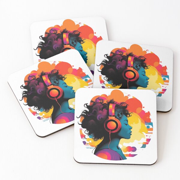 Item preview, Multicolour woman with headphones designed and sold by shanemuir5.