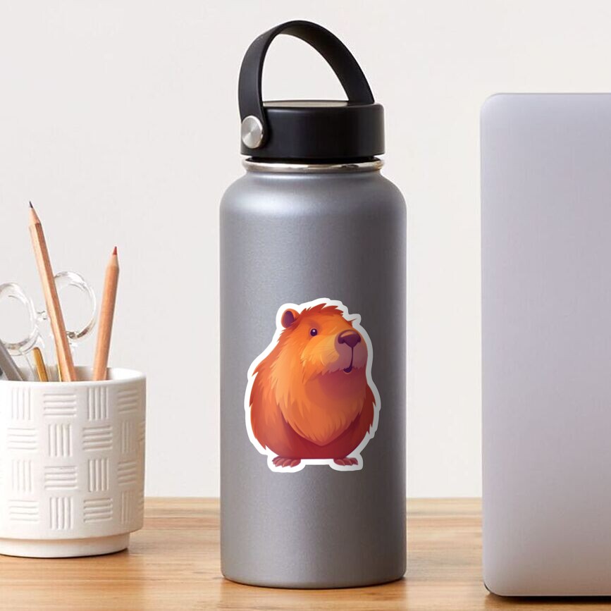 Capivara em pé olhando para cima gritando detalhes surpresa ilustração 2D  Kawaii · Creative Fabrica