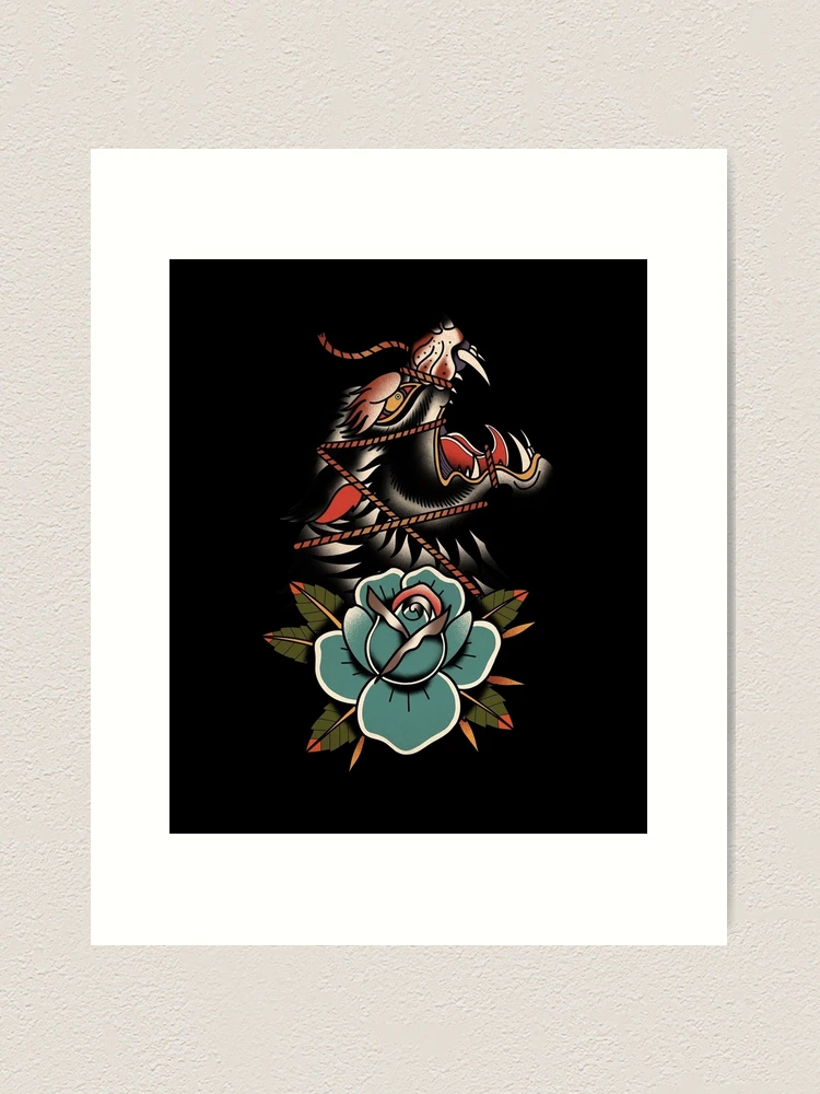 Traditional wolf tattoo | Art Print