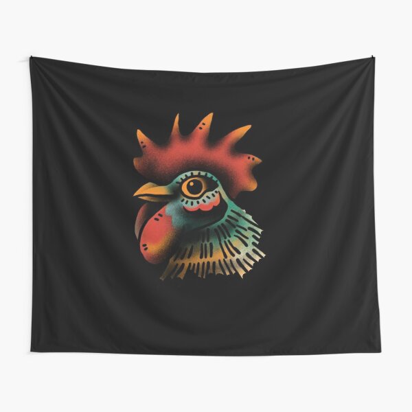 Traditional rooster tattoo Tapestry