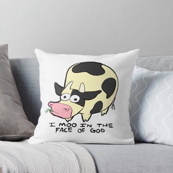 Item preview, Bravery cow cartoon “I moo in the face of god” designed and sold by CattleChoir.