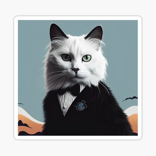 Cute Cat Wearing Coat and Bowtie Graphic by vatemplatecards